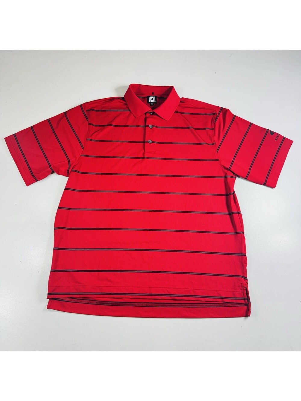 Footjoy Golf Polo Shirt Red Black Striped Men’s Size XL